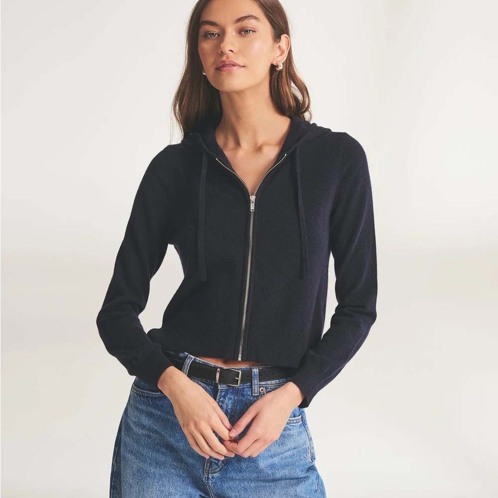 NAADAM Signature Cashmere Cropped Zip Up Hoodie